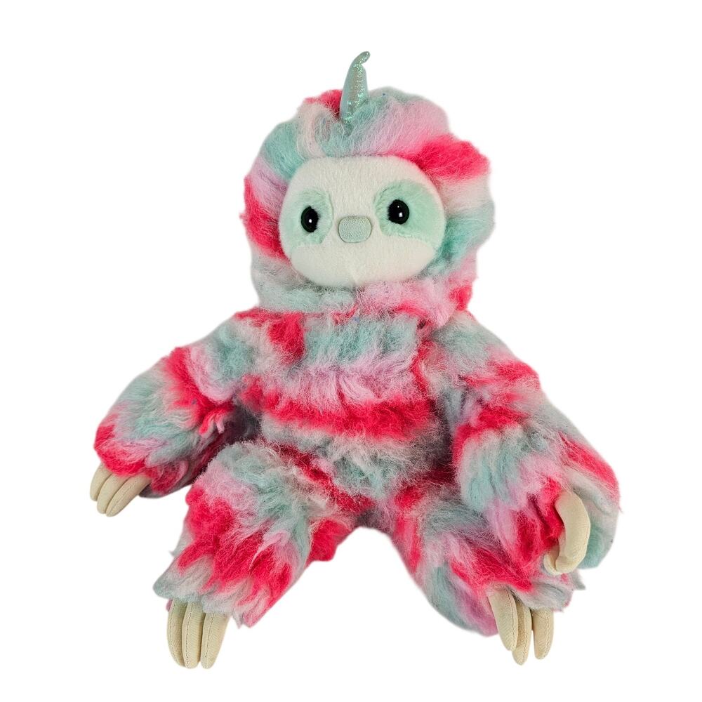 Unicorn Sloth Plush Stuffed Animal Pink Blue Tie Dye Fuzzy Toy 14 Inch